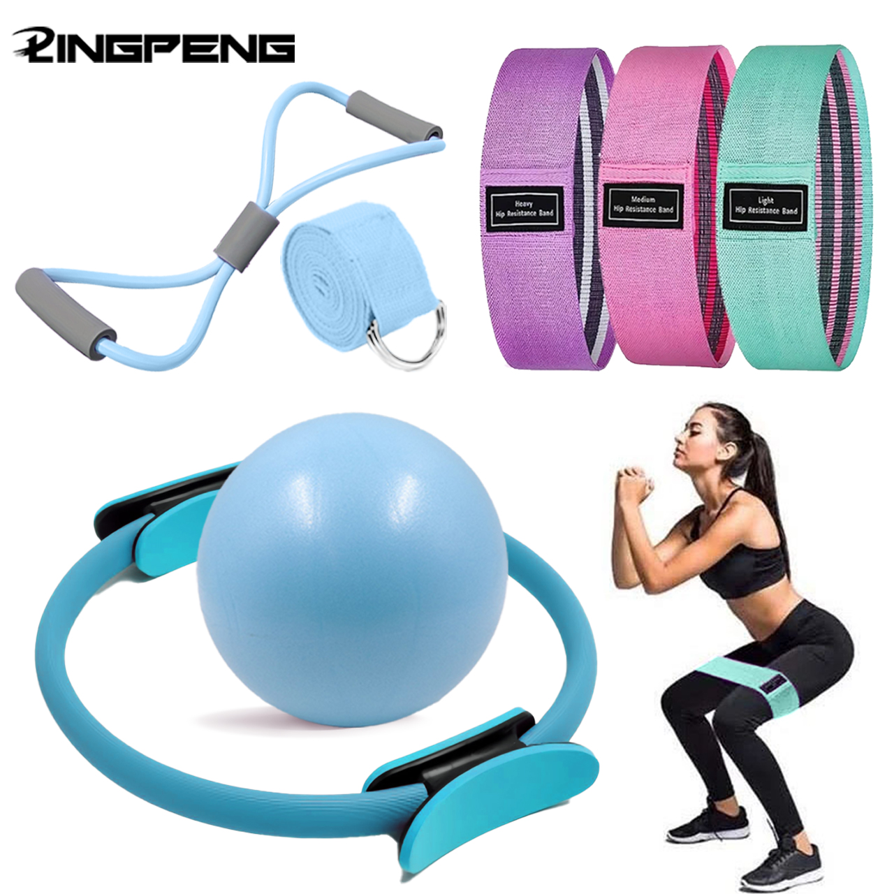 Pilates Toning Ball - 7Piece Pilates Basic Set Fitness Ball