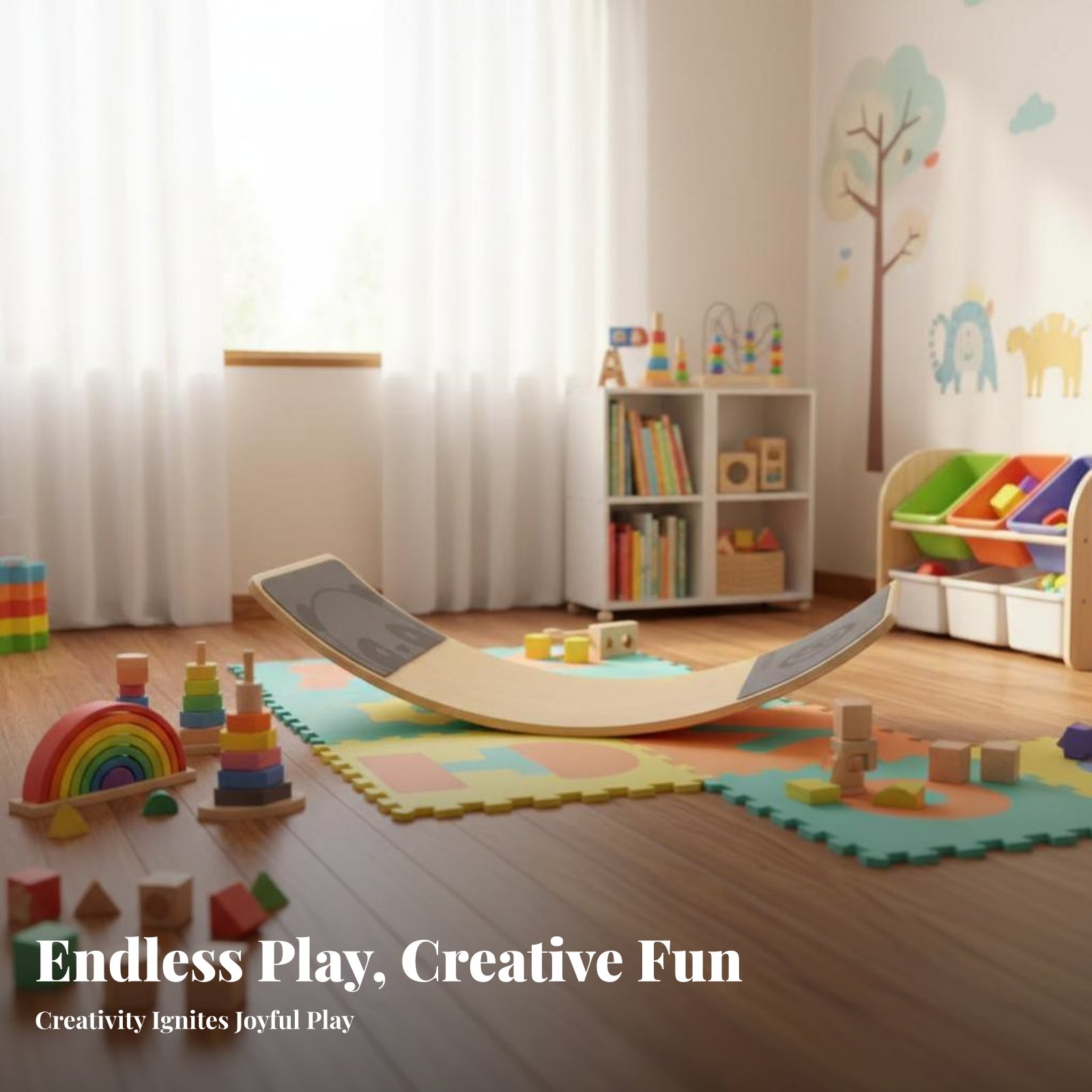 Balance Board Wobble - Curved Wooden Wobble Board Improves Coordination