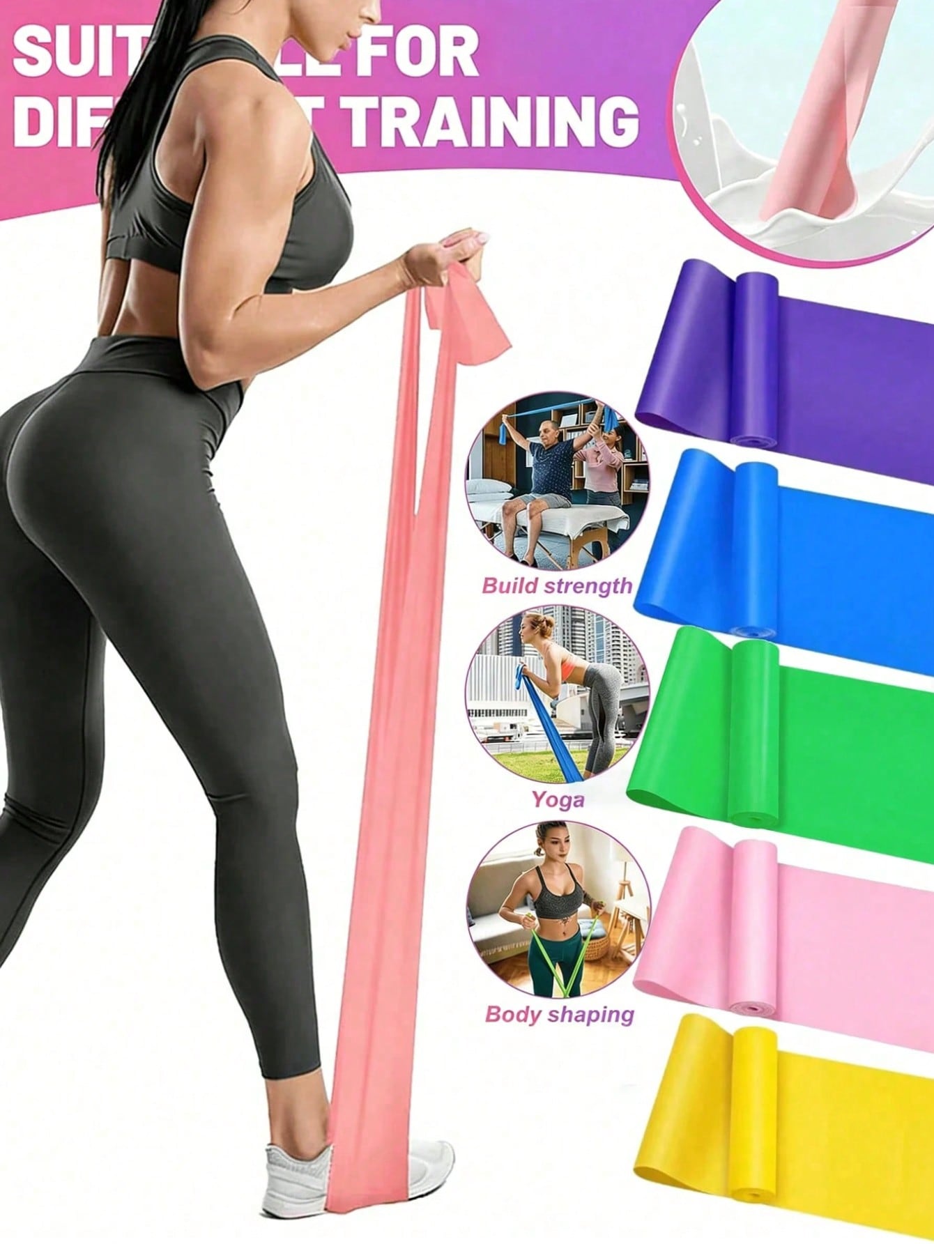 Difference Pilates And Yoga - 3 Packs Strength Training Resistance Bands,