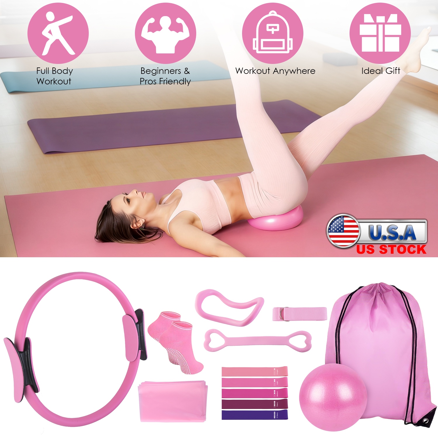 USA STOCK 14Pcs Pilates Ring E - Pilates Toning Ball review and price