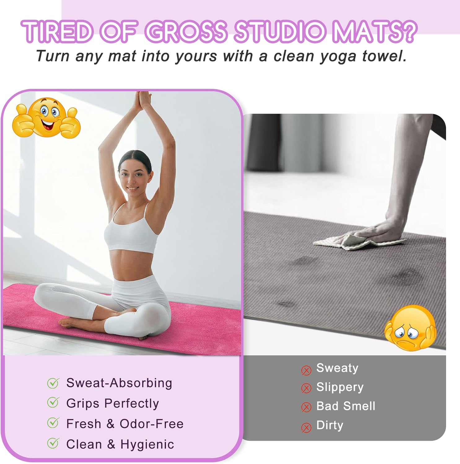 Yoga Mat Towel, Extra Thick 60 - Pilates Yoga Mat Thickness review and price