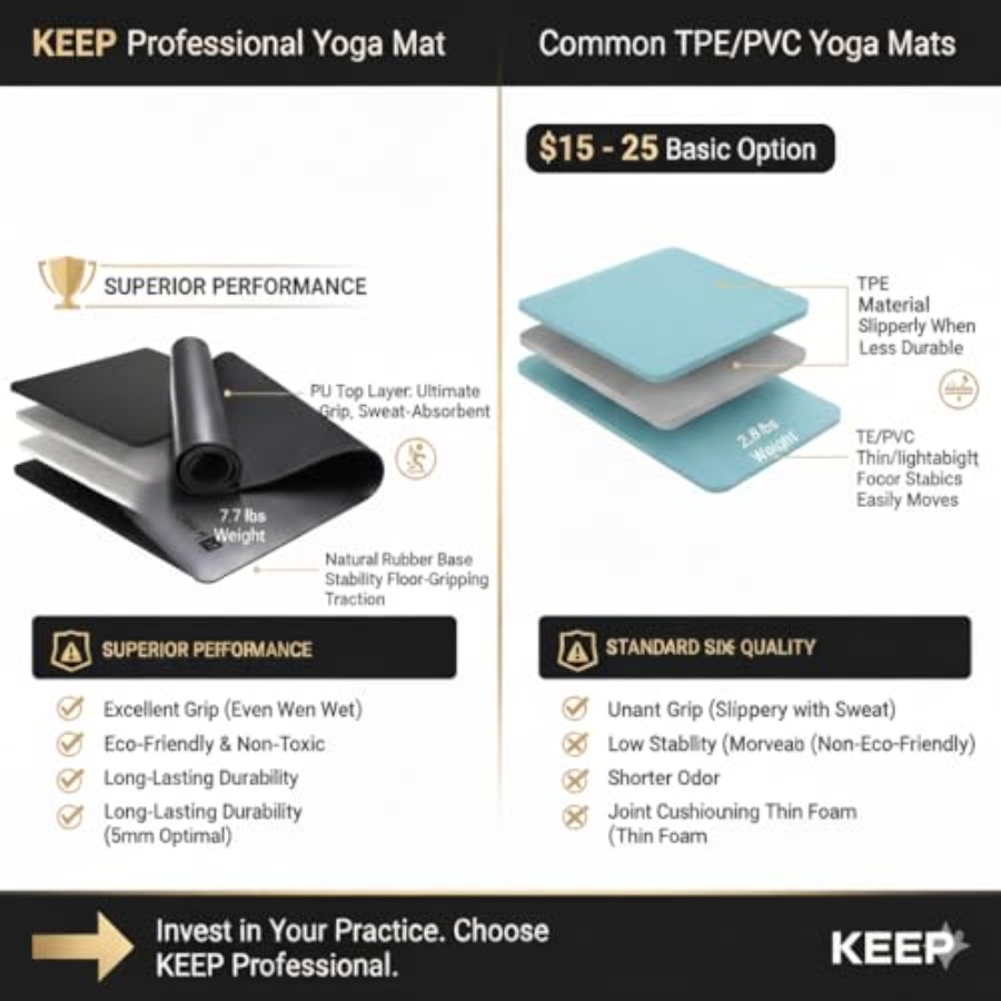 Rubber Yoga Mat - Professional - Pilates Yoga Hiit review and price