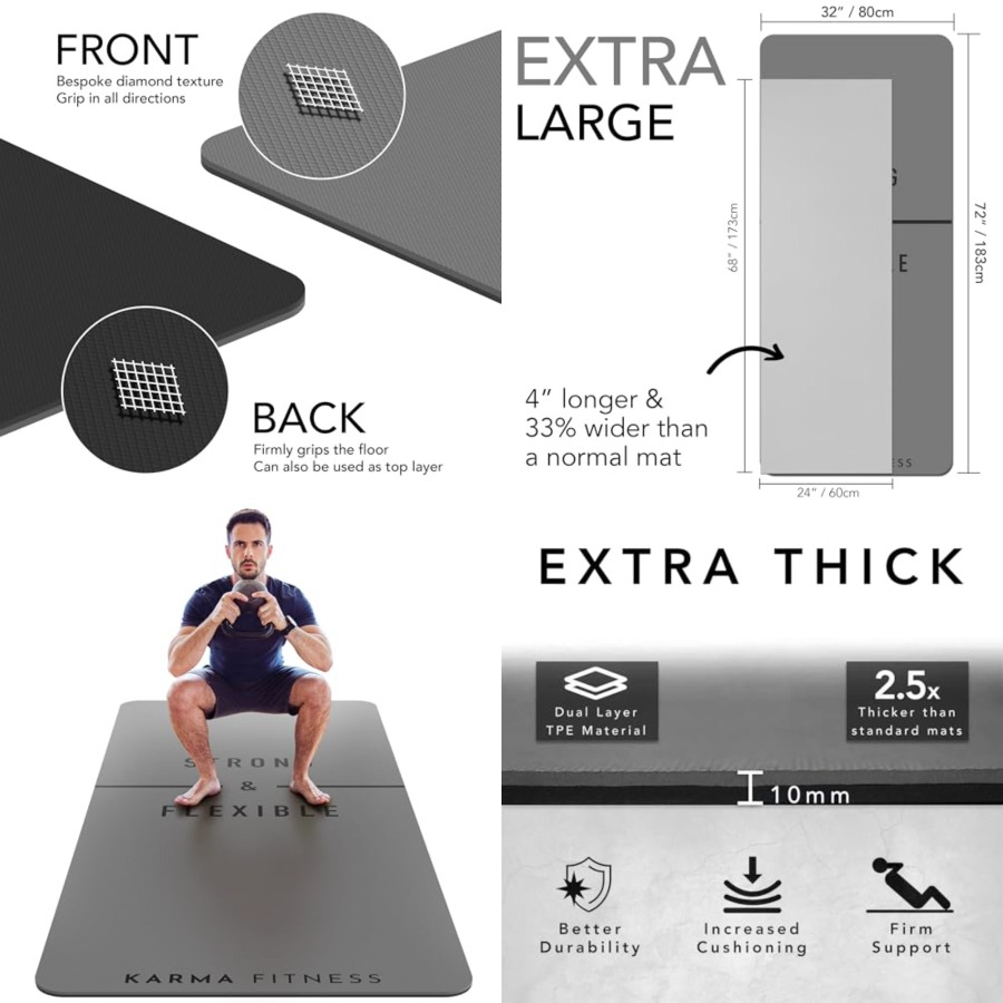 Large Exercise Mat Extra Thick - Pilates Yoga Hiit review and price